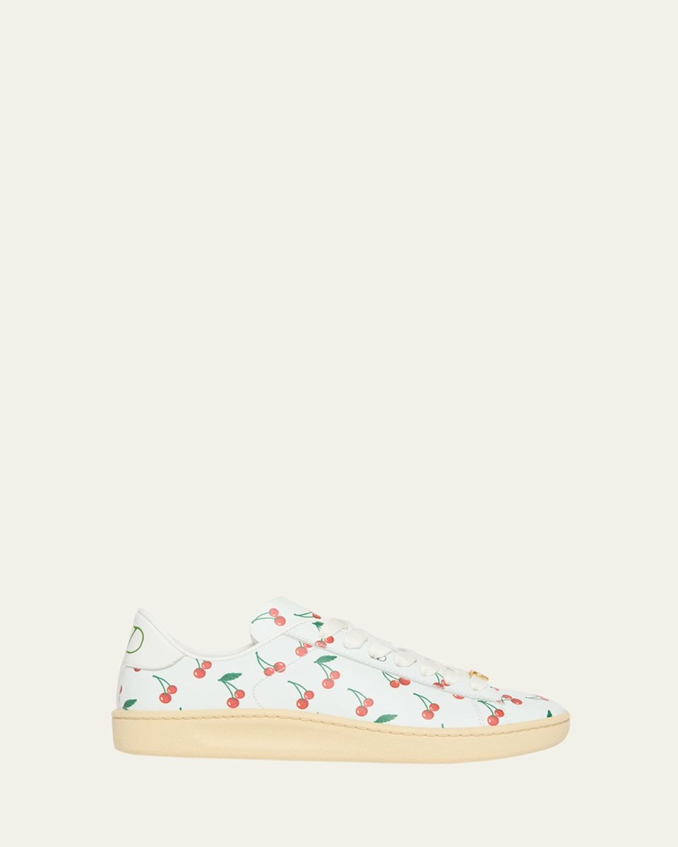 Royco VLogo Cherry-Print Leather Sneakers